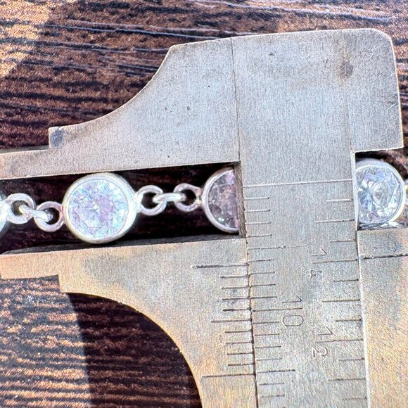 VTG Sterling Silver 925 Cubic Zirconia Cross Chain Bracelet Size 7" Length - Picture 12 of 13